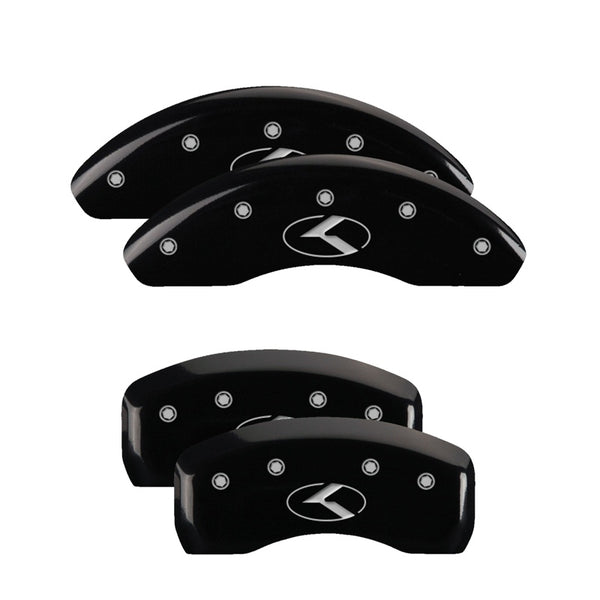 MGP 4 Caliper Covers Engraved Front &amp; Rear Circle K/Kia Black finish silver ch - 21177SCRKBK