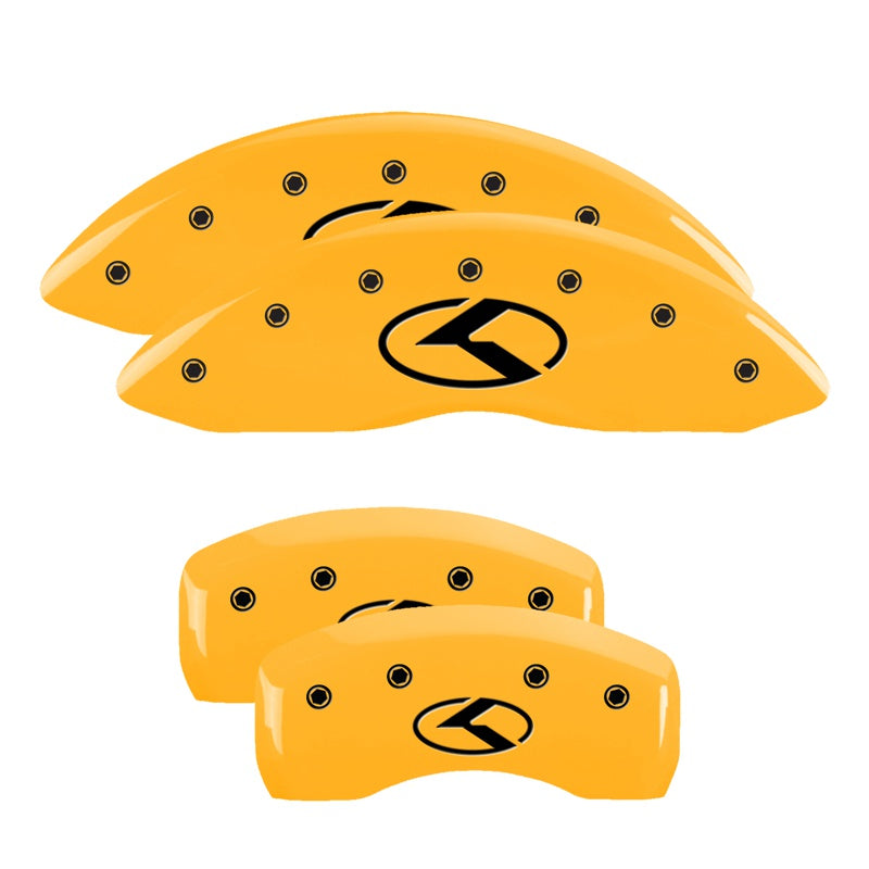 MGP 4 Caliper Covers Engraved Front &amp; Rear Circle K/Kia Yellow finish black ch - 21183SCRKYL