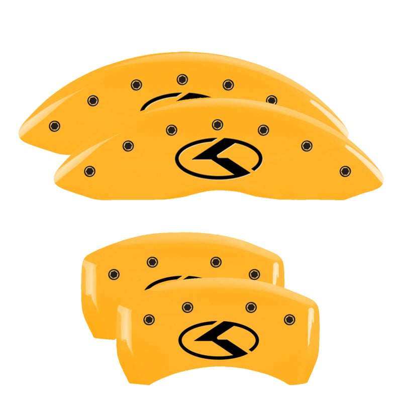 MGP 4 Caliper Covers Engraved Front &amp; Rear 18 Kia Stinger Base Yellow w/ Circle K (KIA) - 21191SCRKYL