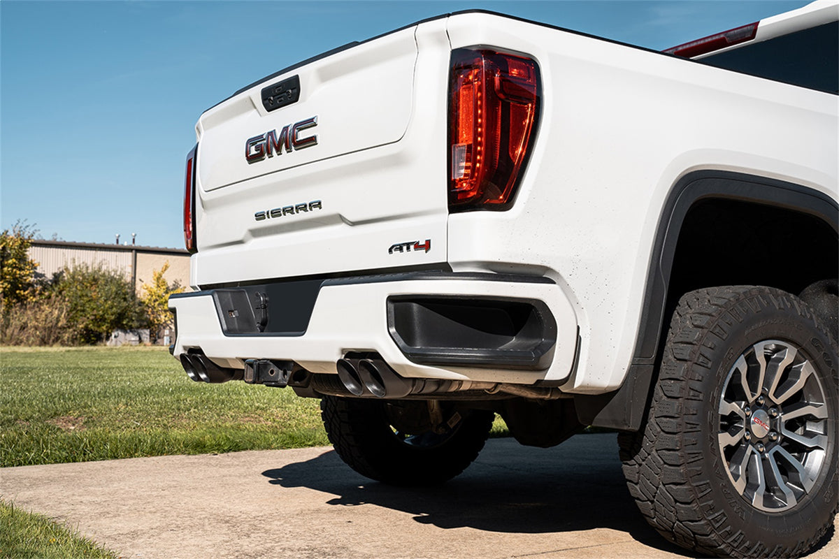 Corsa 19-24 GMC Sierra 1500 Cat-Back Dual Rear Exit with Twin 4in Black Powder Coat Pro-Series Tips - 21201BPC