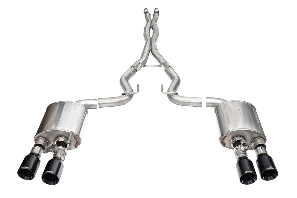 Corsa 24-24 Ford Mustang Dark Horse 5.0L 3in Dual Rear Cat-Back w/Twin 4.5in Black PVD StraightTips - 21266BLK
