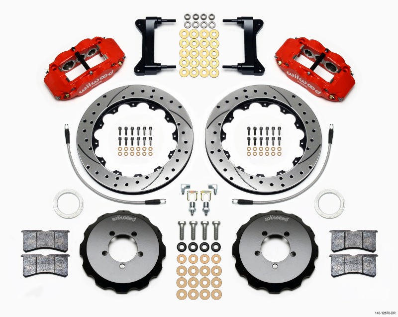 Wilwood Narrow Superlite 6R Front Hat Kit 12.88in Drill Red 2012-Up Toyota / Scion FRS w/ Lines - 140-12870-DR