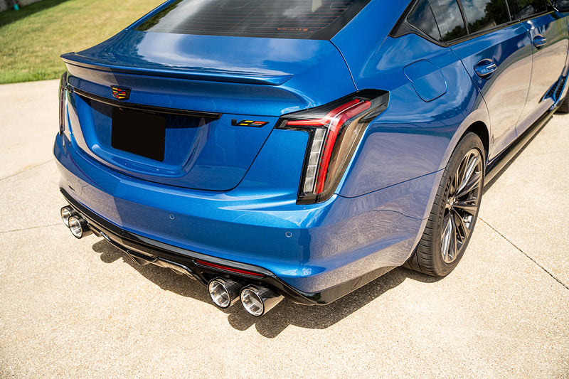 Corsa 2022-24 Cadillac CT5 V Blackwing 3in. Cat-Back w/ Act. Exh. - Dbl X-Pipe - Twin 4.5in. CF Tips - 21320CF