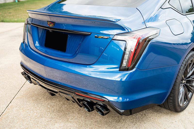 Corsa 22-24 Caddy CT5-V Blackwing 3in Axle-Back - Act. Exh. - Dual Rear Exit - Twin 4.5in Tips - Blk - 21322BLK