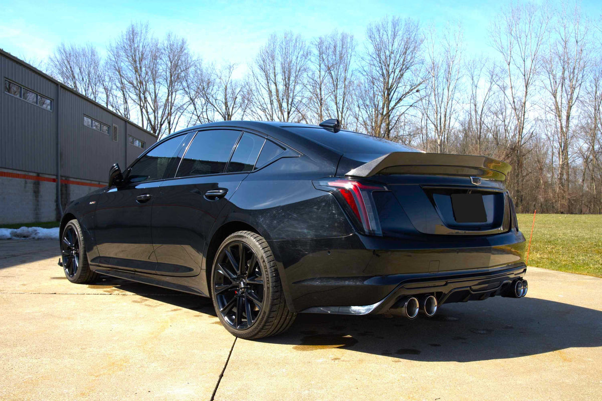 Corsa 2020+ Cadillac CT5-V 3in Cat Back Exhaust - 4.5in Black Carbon Fiber Twin Tips (Xtreme) - 21326CFBLK