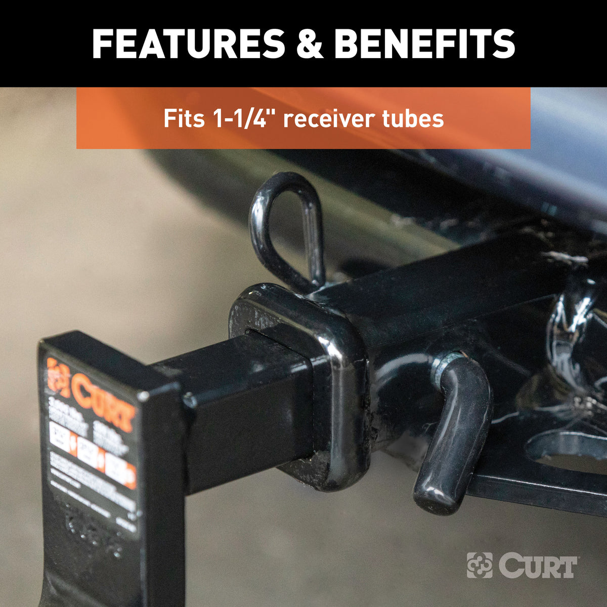 CURT 21410 Trailer Hitch Pin & Clip with Vinyl-Coated Grip, 1/2-Inch Diameter, Fits 1-1/4-Inch Receiver