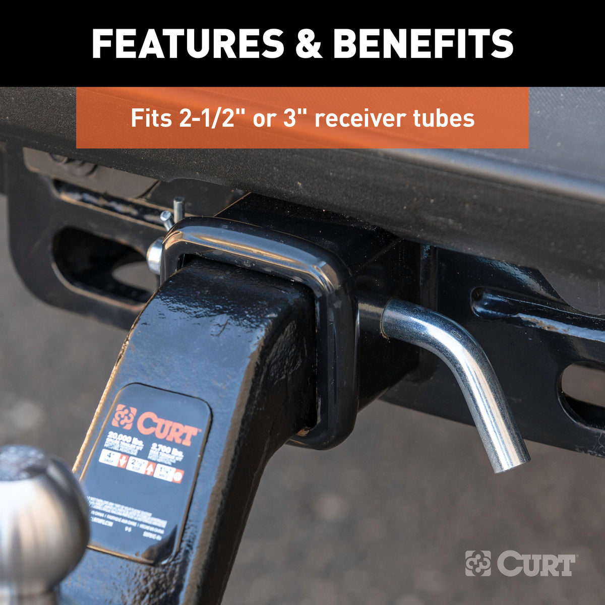 CURT 21507 Heavy-Duty Trailer Hitch Pin & Clip with Grooved Head, 5/8-Inch Diameter, Fits 2-1/2 or 3-Inch Receiver
