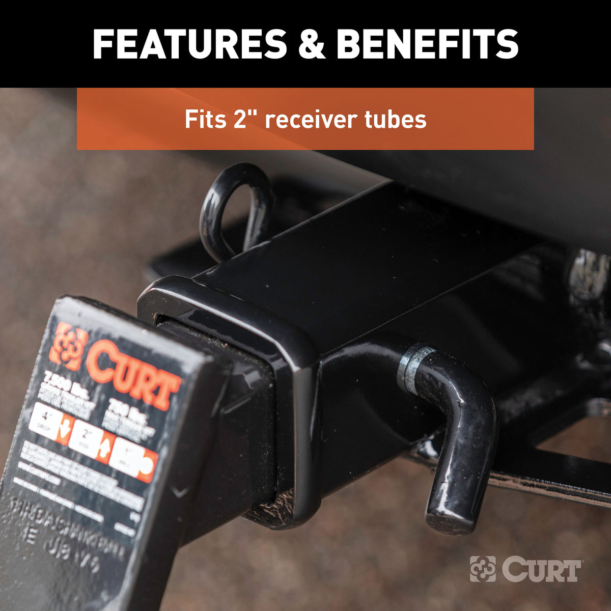 CURT 21510 Trailer Hitch Pin & Clip with Vinyl-Coated Grip, 5/8-Inch Diameter, Fits 2-Inch Receiver
