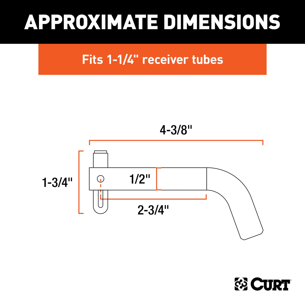 CURT 21541 Swivel Trailer Hitch Pin, 1/2-Inch Diameter, Fits 1-1/4-Inch Receiver