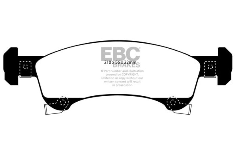 EBC 02-06 Ford Expedition 4.6 2WD Greenstuff Front Brake Pads - DP61651 for 2002-2006 Ford Expedition - front view