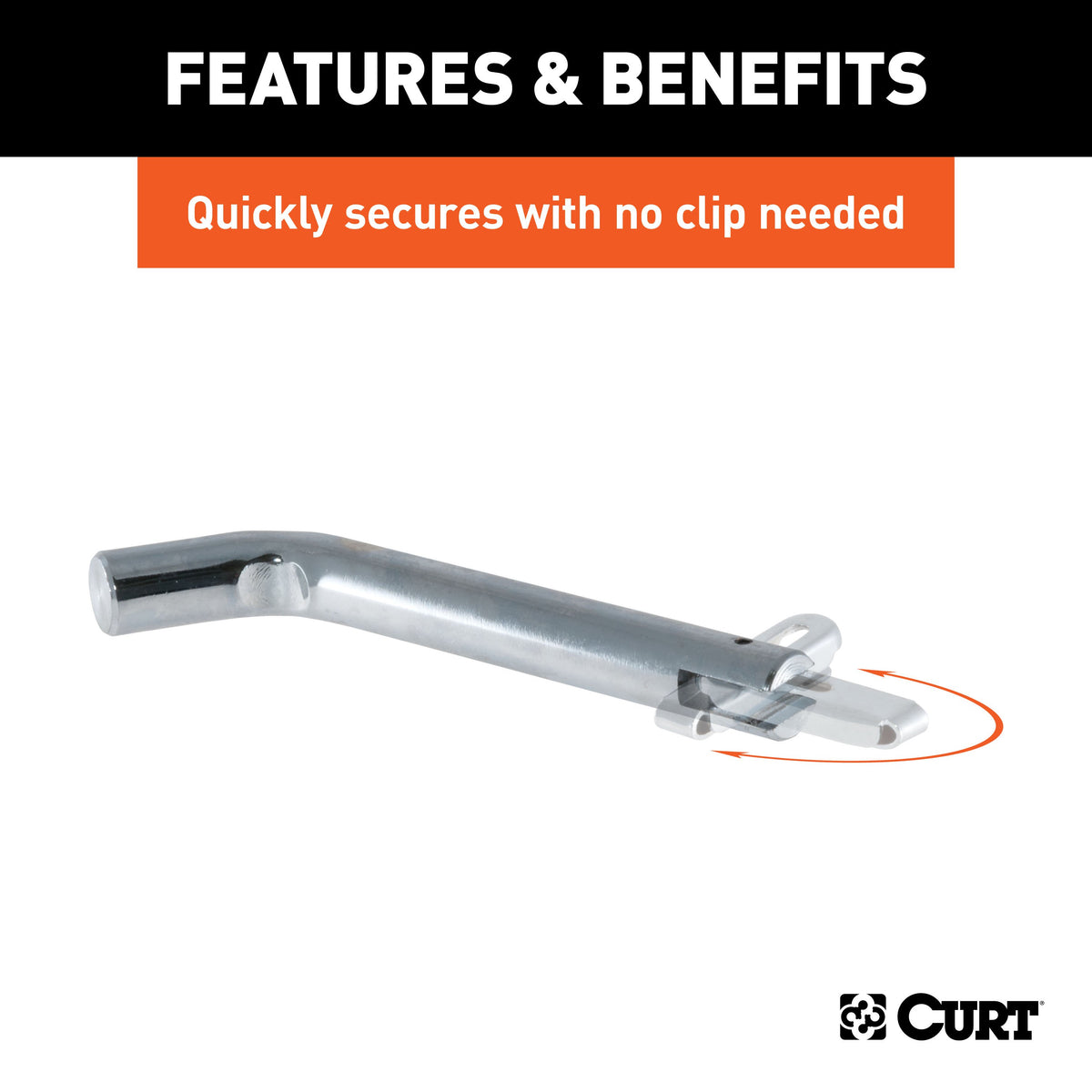 CURT 21551 Swivel Trailer Hitch Pin, 5/8-Inch Diameter, Fits 2-Inch Receiver