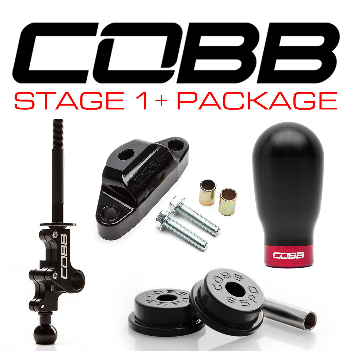 Cobb Subaru STI 6MT Stg 1+ Drivetrain Pkg (Tall Weighted Knob) - Black - 215X01P-TW-BK