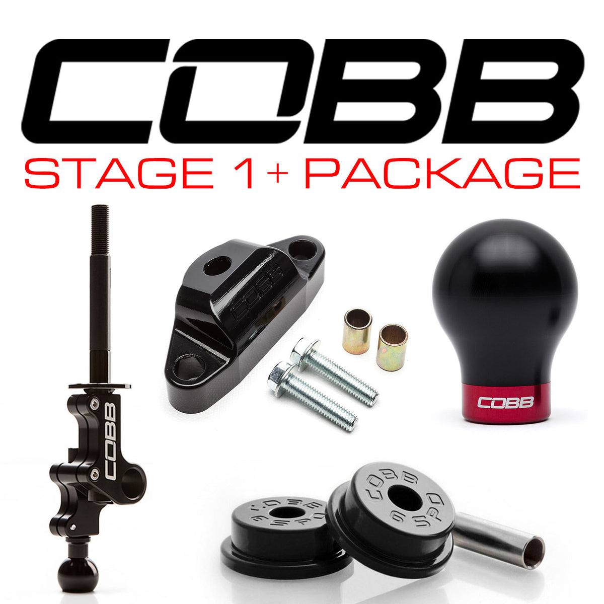 Cobb Subaru STI 6MT Stg 1+ Drivetrain Pkg (Weighted Knob) - Black - 215X01P-WK