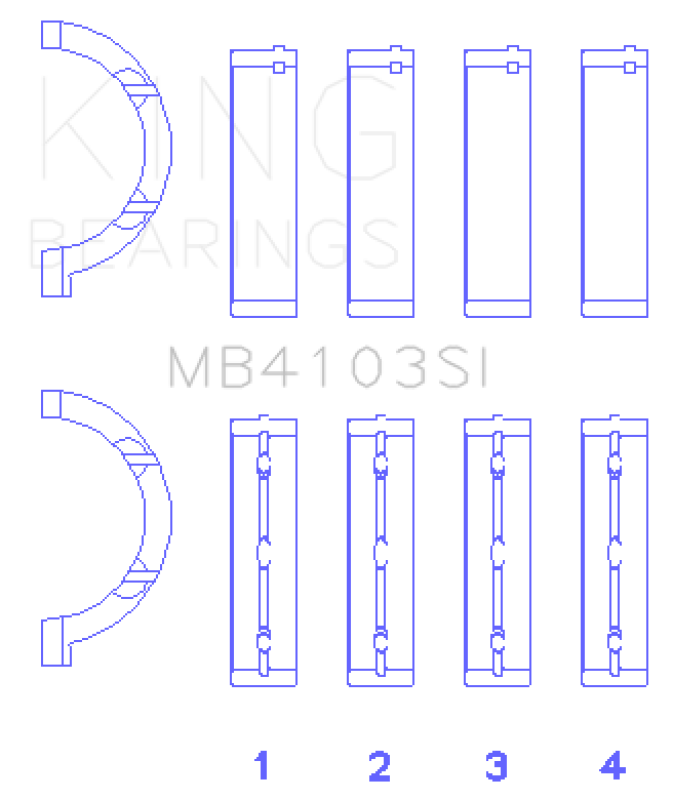 King Engine Bearings Chrysler 197 (Size +0.25mm) Main Bearing Set - MB4103SI0.25