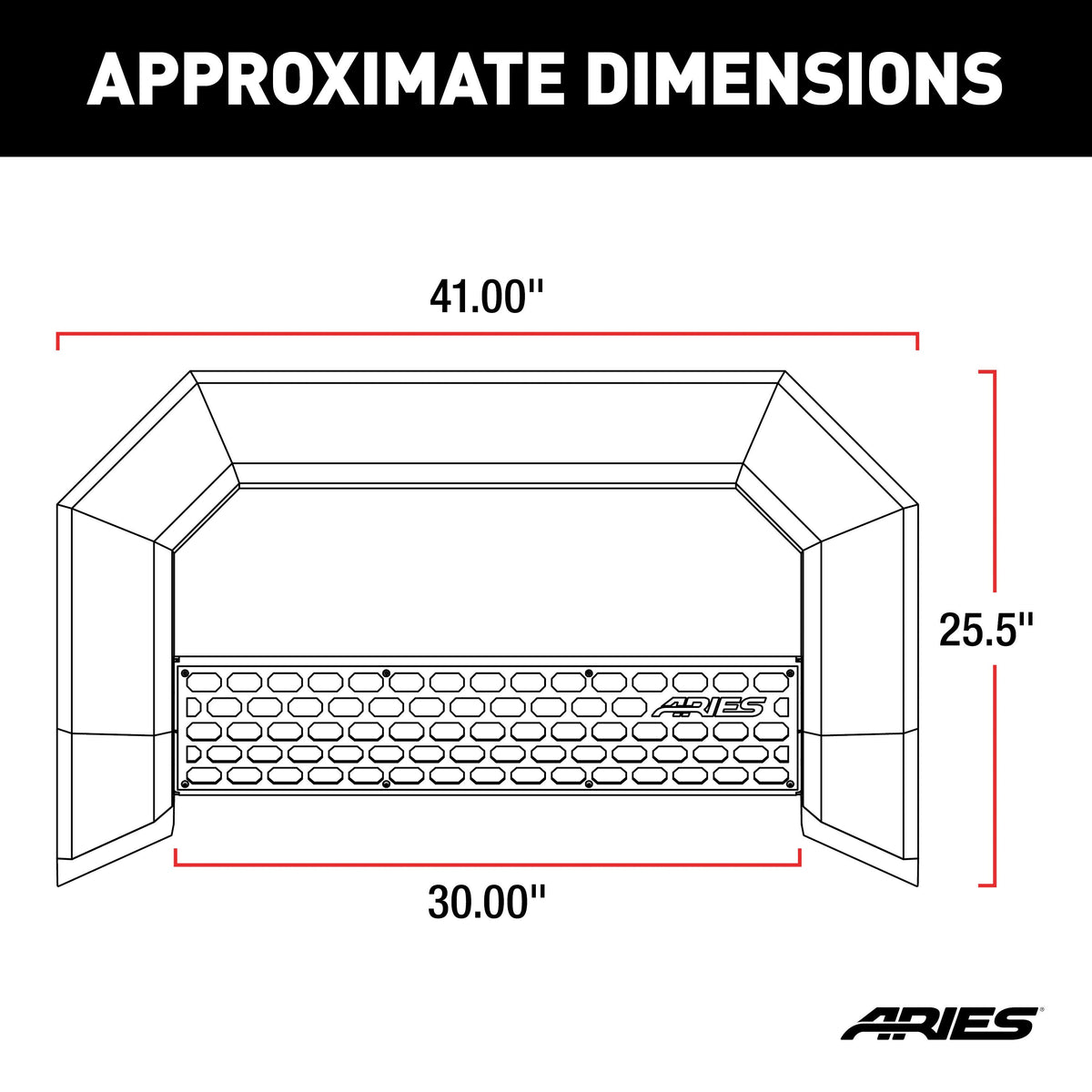 ARIES 2164003 AdvantEDGE Black Aluminum Truck Bull Bar, Select Chevrolet Silverado, GMC Sierra 2500, 3500 HD