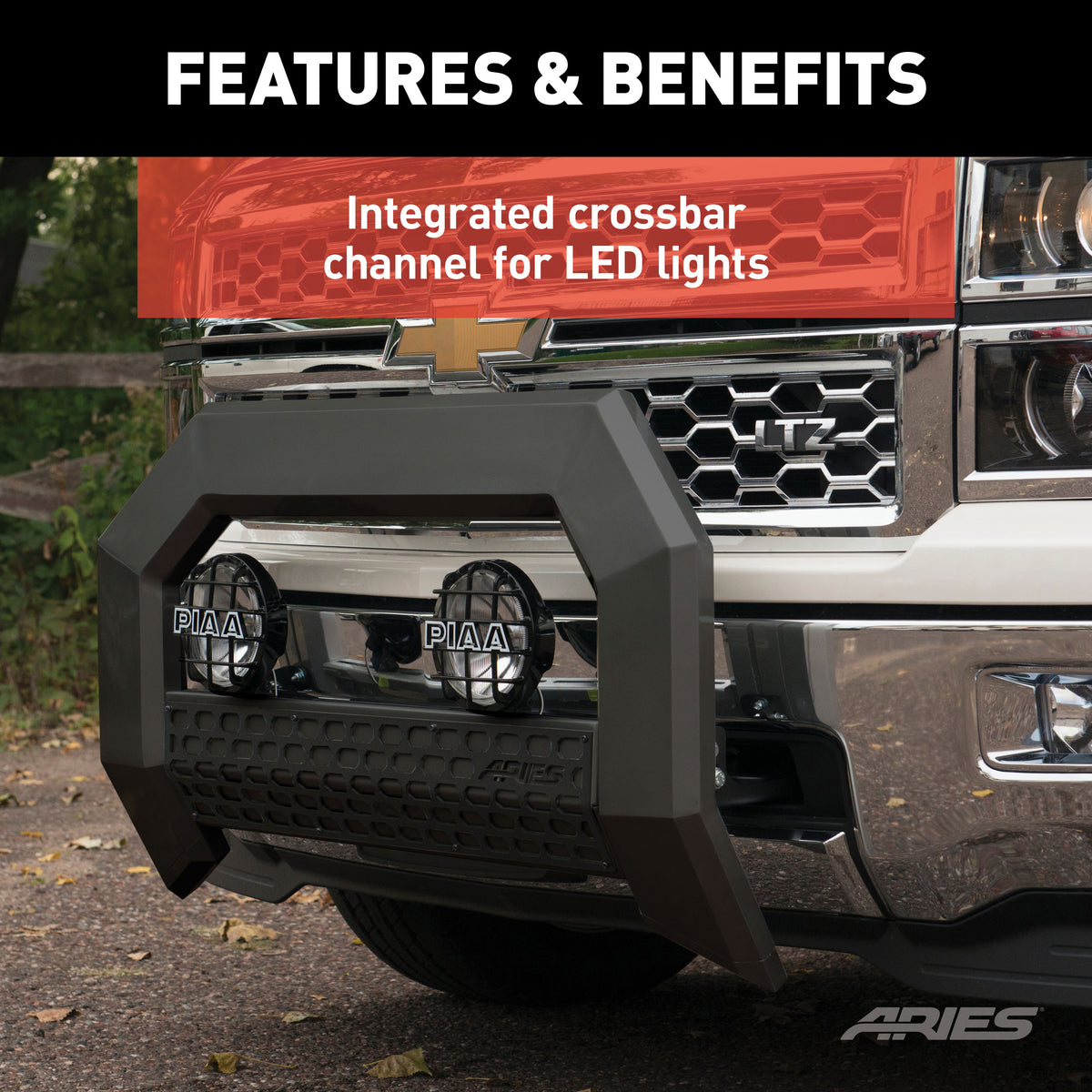 ARIES 2164003 AdvantEDGE Black Aluminum Truck Bull Bar, Select Chevrolet Silverado, GMC Sierra 2500, 3500 HD