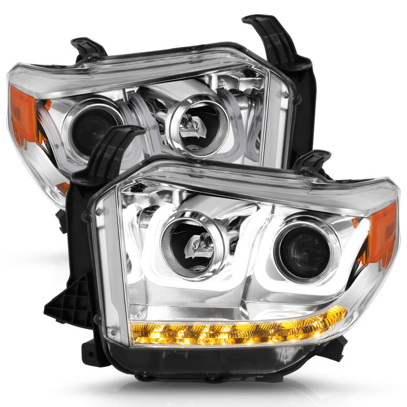 ANZO 2014-2015 Toyota Tundra Projector Headlights w/ U-Bar Chrome w/ DRL - 111327