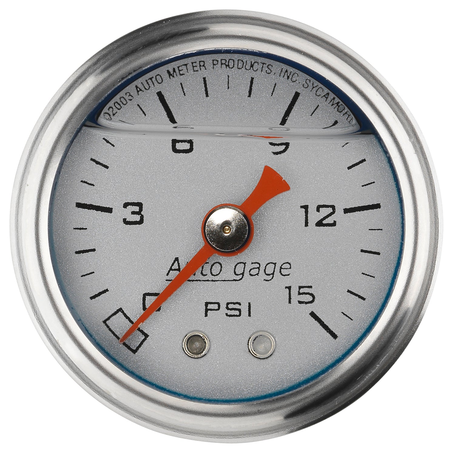 Autometer AutoGage 1.5in Liquid Filled Mechanical 0-15 PSI Fuel Pressure Gauge - Silver - 2178