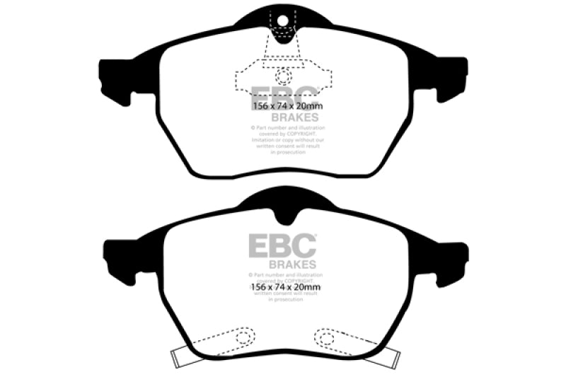 EBC 98 Saab 9-3 2.0 Turbo Ultimax2 Front Brake Pads - UD800