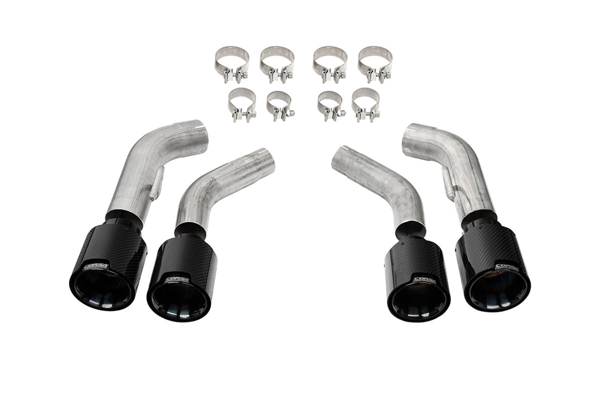 Corsa 2016-2024 Chevrolet Camaro SS / ZL1 Black Carbon Fiber 4.5in Twin Tip Kit - 21835CFBLK