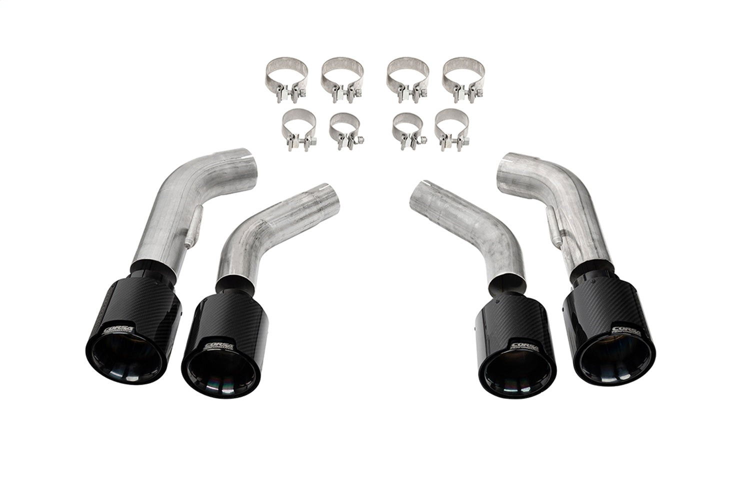 Corsa 2016-2024 Chevrolet Camaro SS / ZL1 Black Carbon Fiber 4.5in Twin Tip Kit - 21835CFBLK