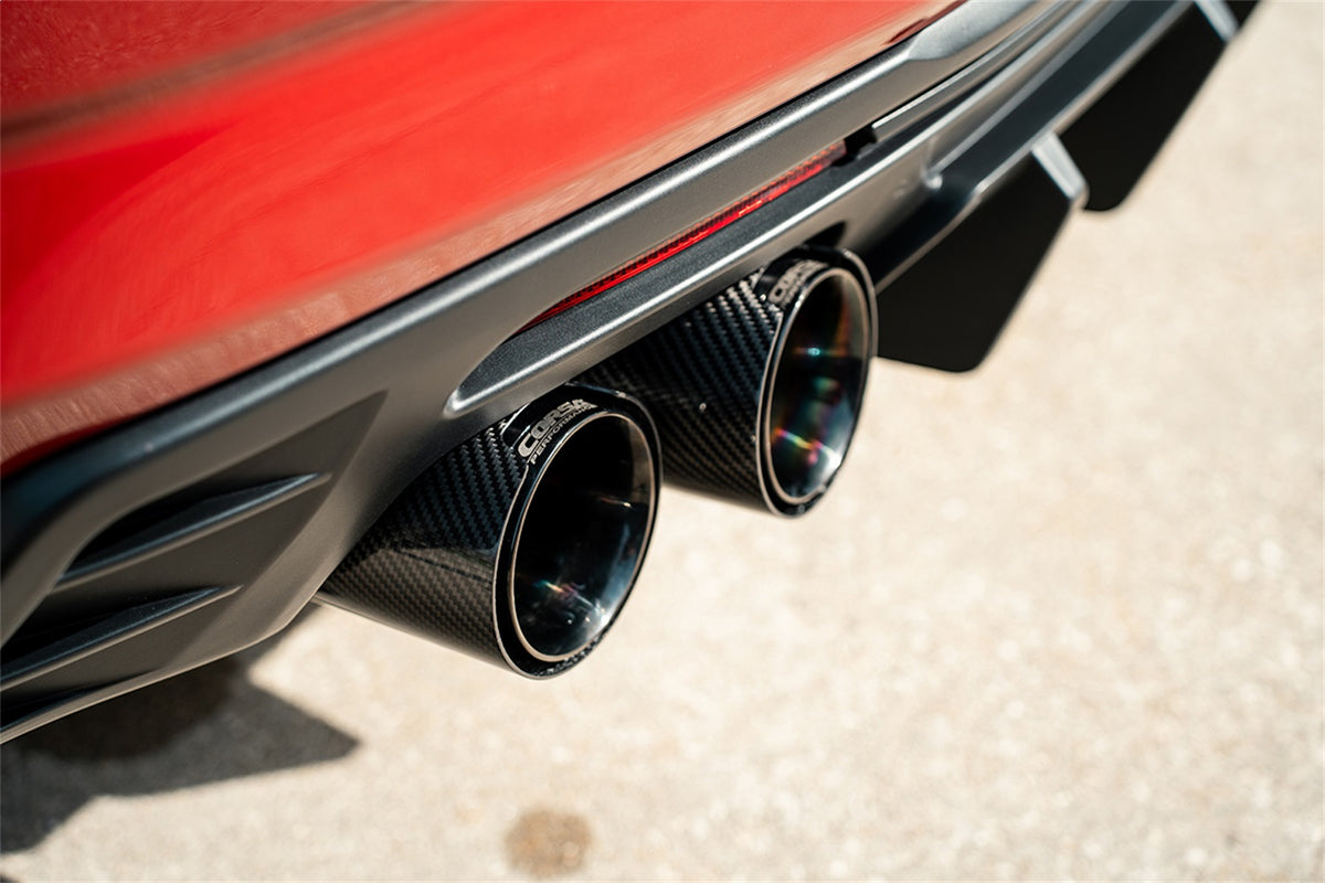 Corsa 2016-2024 Chevrolet Camaro SS / ZL1 Black Carbon Fiber 4.5in Twin Tip Kit - 21835CFBLK