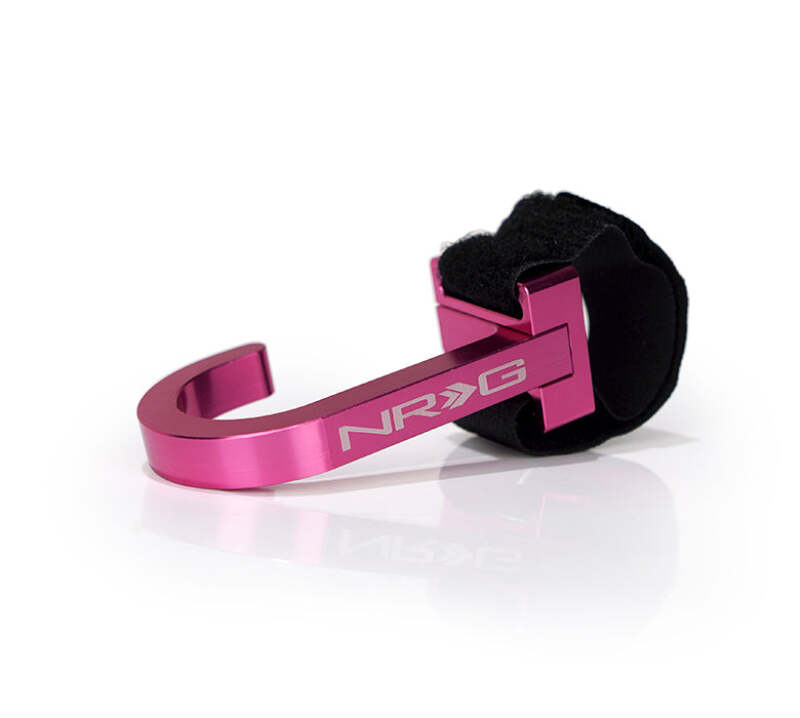 NRG Steering Wheel Hook CNC Aluminum w/ Laser Logo - Pink - STR-100PK - close-up view