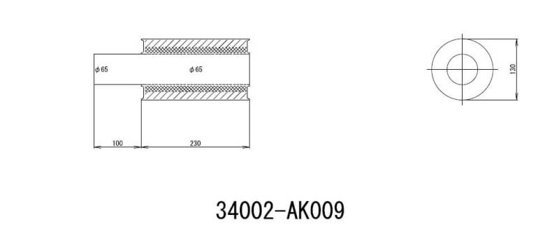 HKS UNIVERSAL EX H/M SUS 130-65 w/o tail - 34002-AK009