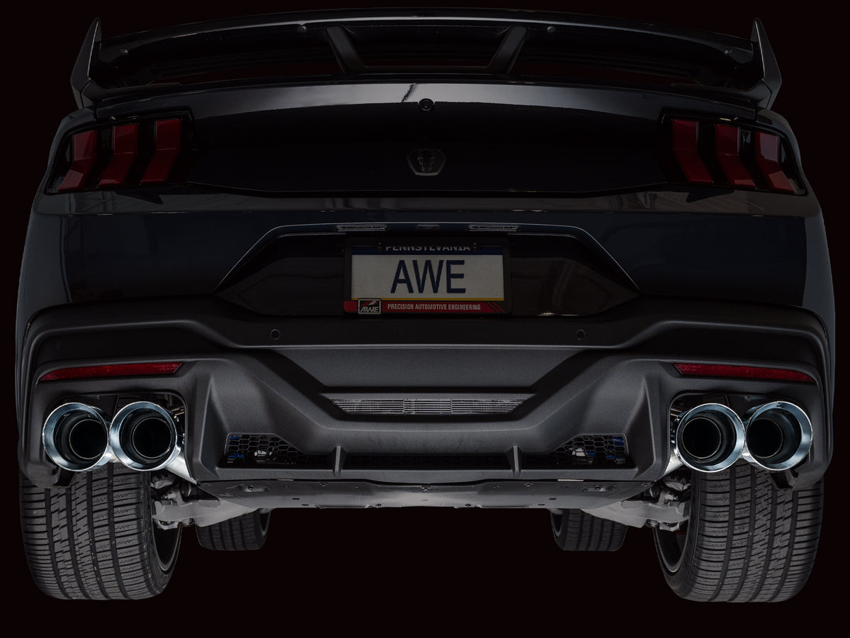 AWE 2024 Ford Mustang Dark Horse S650 RWD Track Edition Catback Exhaust w/ Quad Chrome Silver Tips - 3020-42375