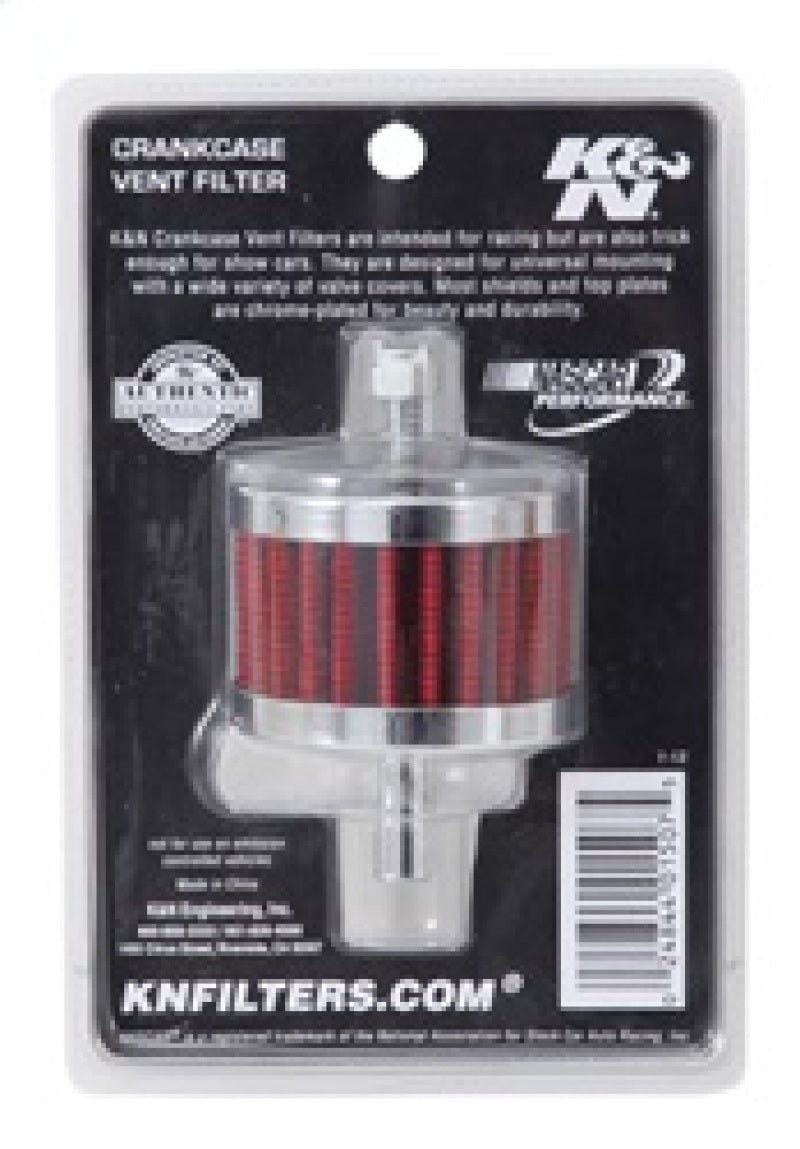 K&amp;N Steel Base Crankcase Vent Filter 3/8in OD Tube  2in OD 1-1/2in Height - 62-1090