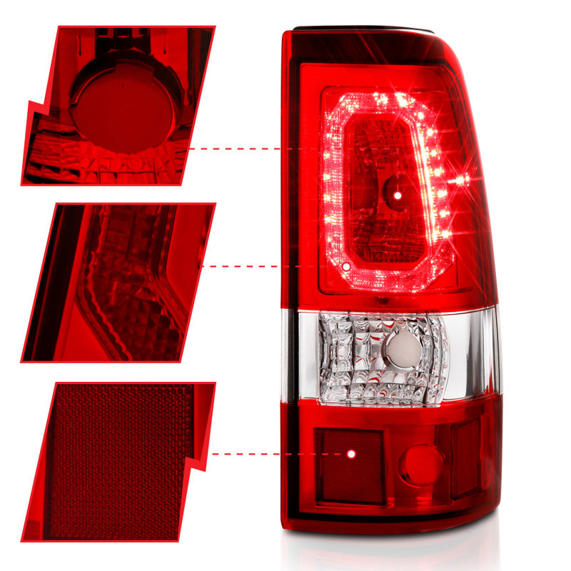 ANZO 2003-2006 Chevy Silverado 1500 LED Taillights Plank Style Chrome With Red/Clear Lens - 311329
