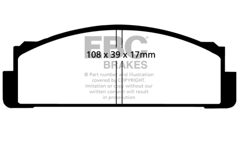 EBC 68-83 Fiat 124 1.6 Yellowstuff Front Brake Pads - DP4116R for 1979-1982 Fiat Strada - front view