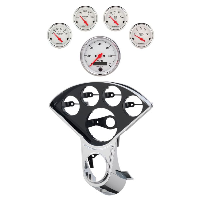 Autometer Arctic White Direct Fit Dash Kit 55-56 Chevrolet (1 x 3-3/8in. / 4 x 2-1/16in.) - 2207-03