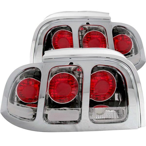 ANZO 1994-1998 Ford Mustang Taillights Chrome - 221018 for 1994-1998 Ford Mustang - front view