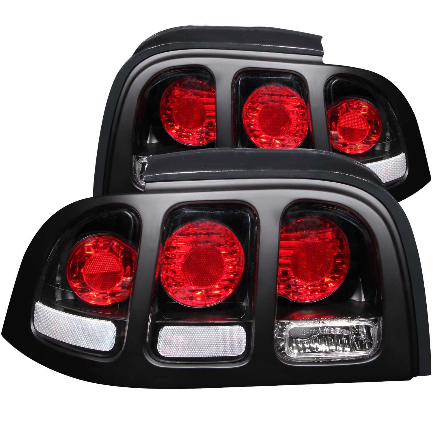 ANZO 1994-1998 Ford Mustang Taillights Black - 221020 for 1994-1998 Ford Mustang - front view