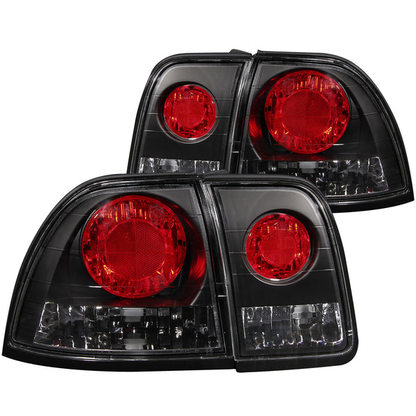 ANZO 1996-1997 Honda Accord Taillights Black - 221039 for 1996-1997 Honda Accord - front view