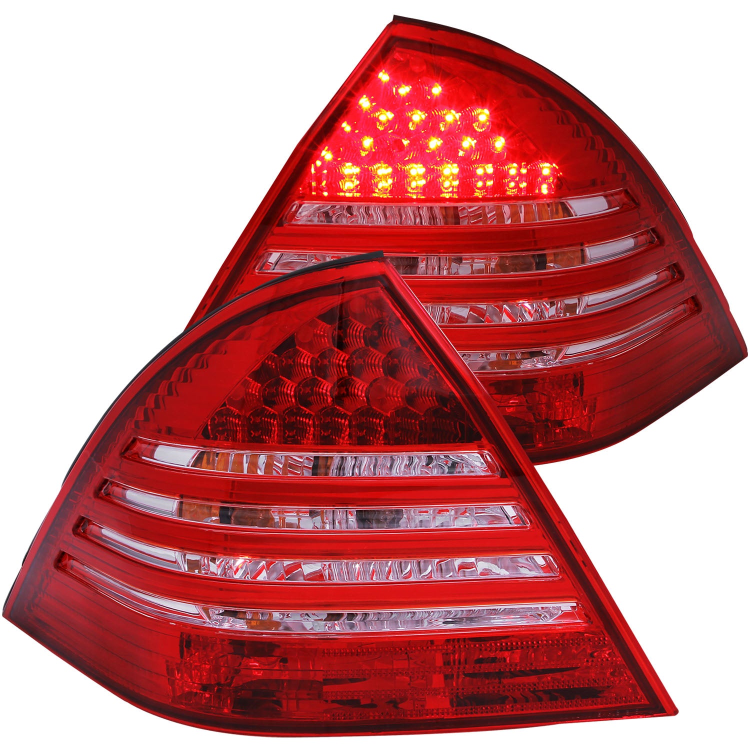 ANZO 2001-2004 Mercedes Benz C Class W203 Taillights Red/Smoke - 221151 for 2000-2004 Mercedes Benz C Class - front view
