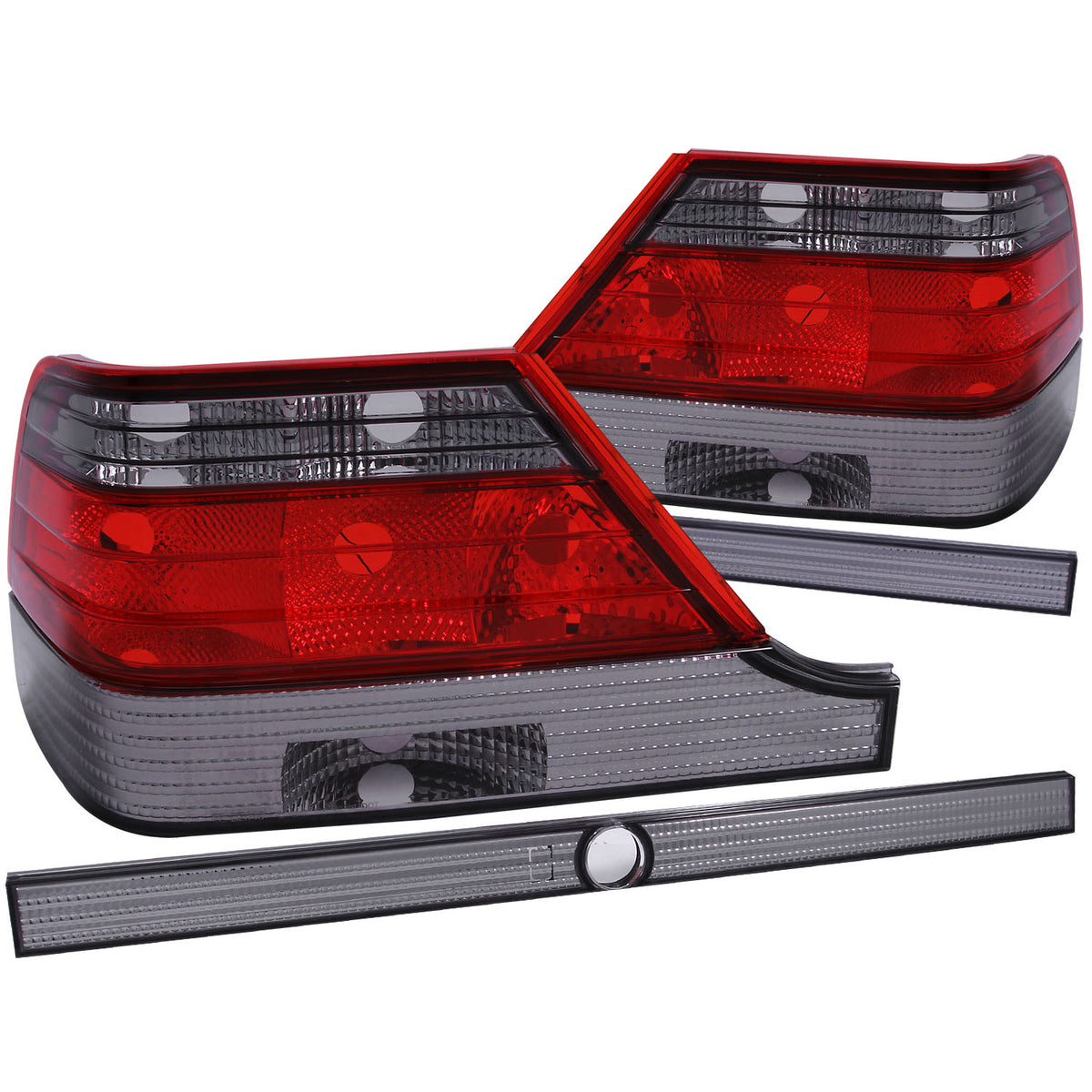 ANZO 1995-1999 Mercedes Benz S Class W140 Taillights Red/Smoke - 221154 for 1997-1999 Mercedes Benz S Class - front view