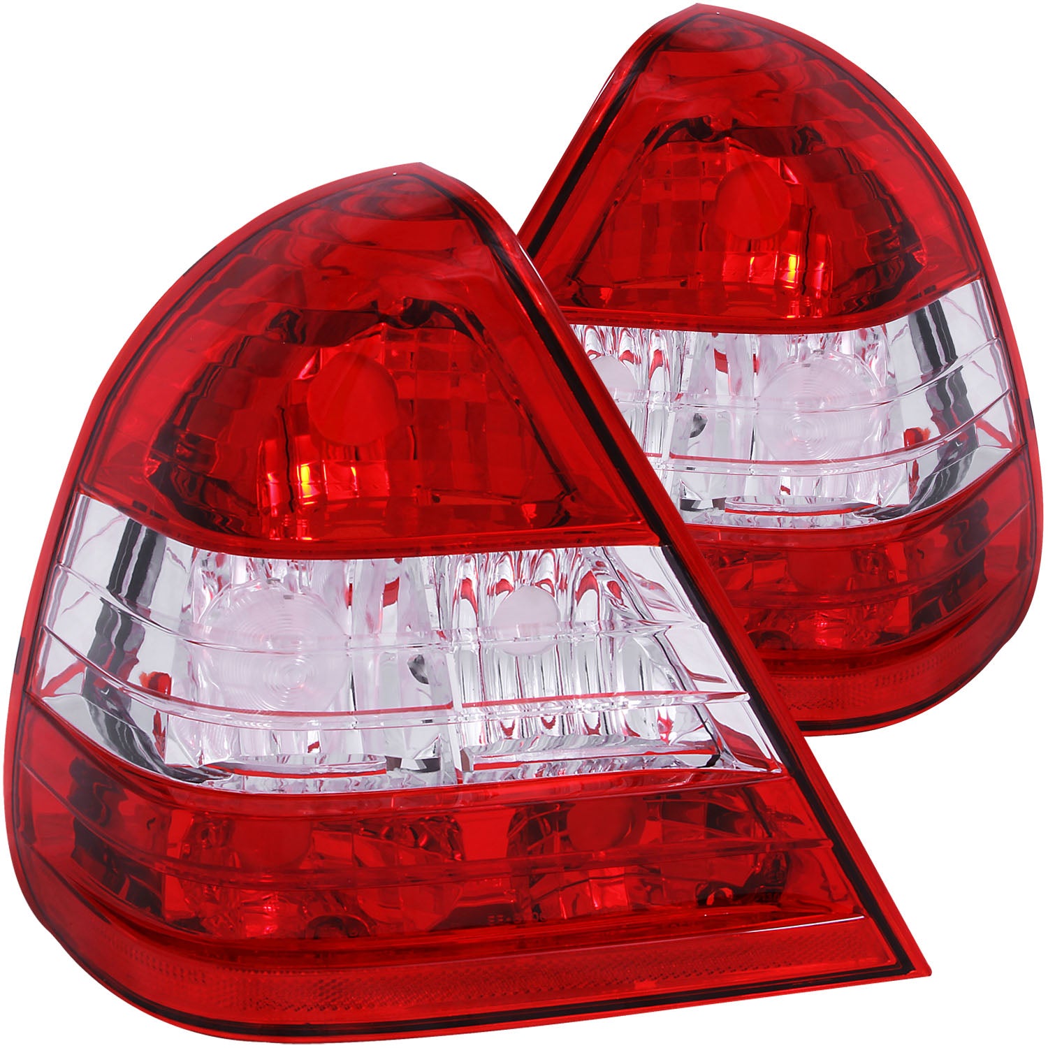 ANZO 1994-2000 Mercedes Benz C Class W202 Taillights Red/Clear - 221157 for 1994-2000 Mercedes Benz C Class - front view