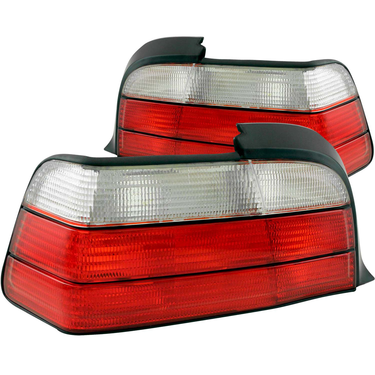 ANZO 1992-1998 BMW 3 Series E36 Coupe/Convertable Taillights Red/Clear - 221215 for 1992-1999 BMW 3 Series - front view