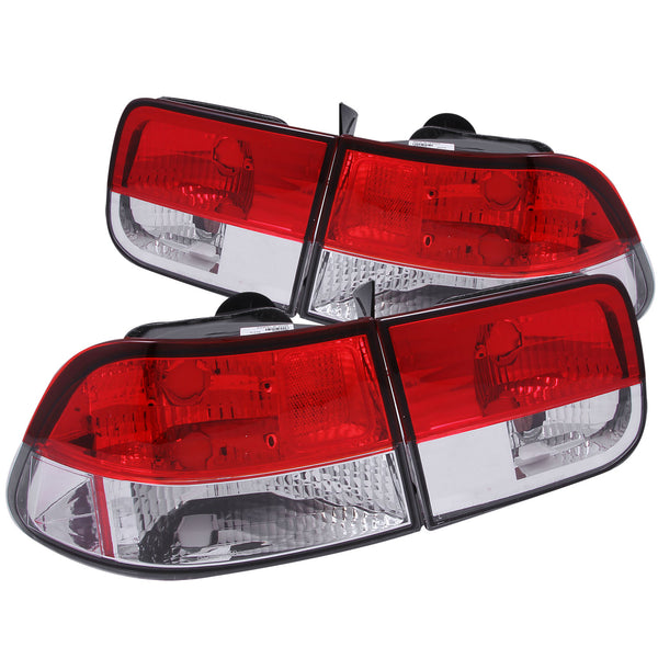 ANZO 1996-2000 Honda Civic Taillights Red/Clear - 221222 for 1996-2000 Honda Civic - front view