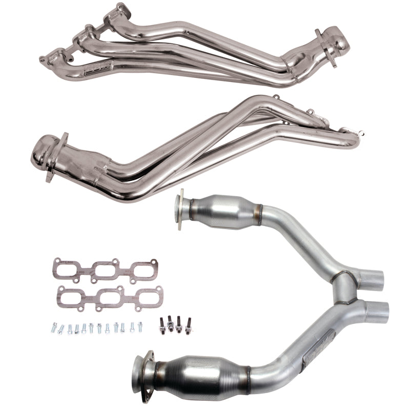 BBK 15-17 Ford Mustang V6 1-3/4 Long Tube Headers w/High Flow Catted H Pipe (Silver Ceramic) - 16424