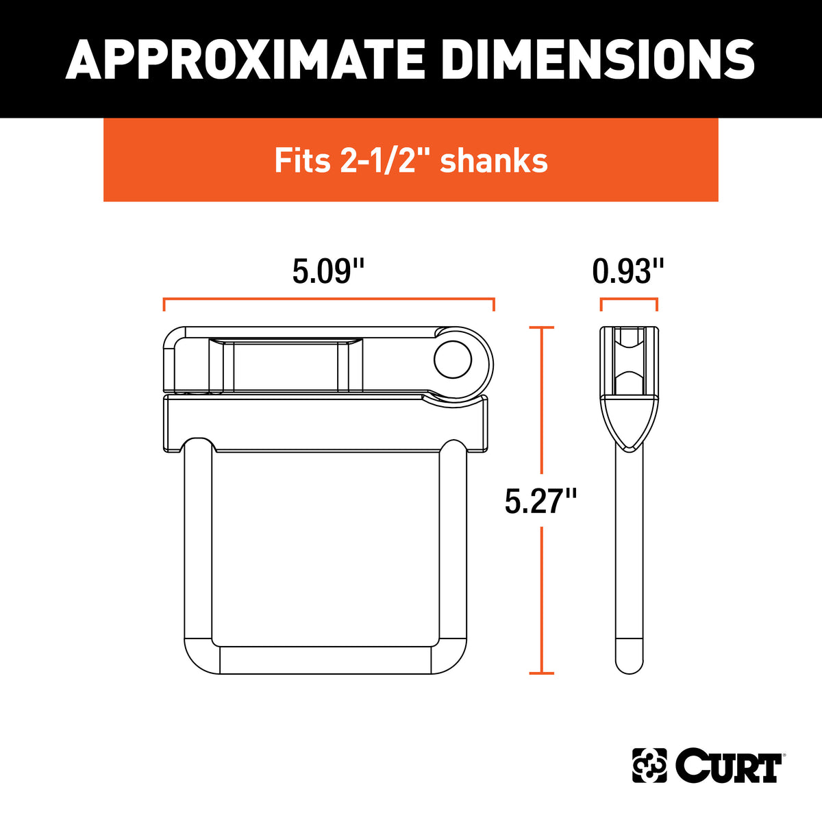 CURT 22320 No-Tool Anti-Rattle Hitch Clamp Tightener for 2-1/2-Inch Receiver, Hollow or Solid Shanks