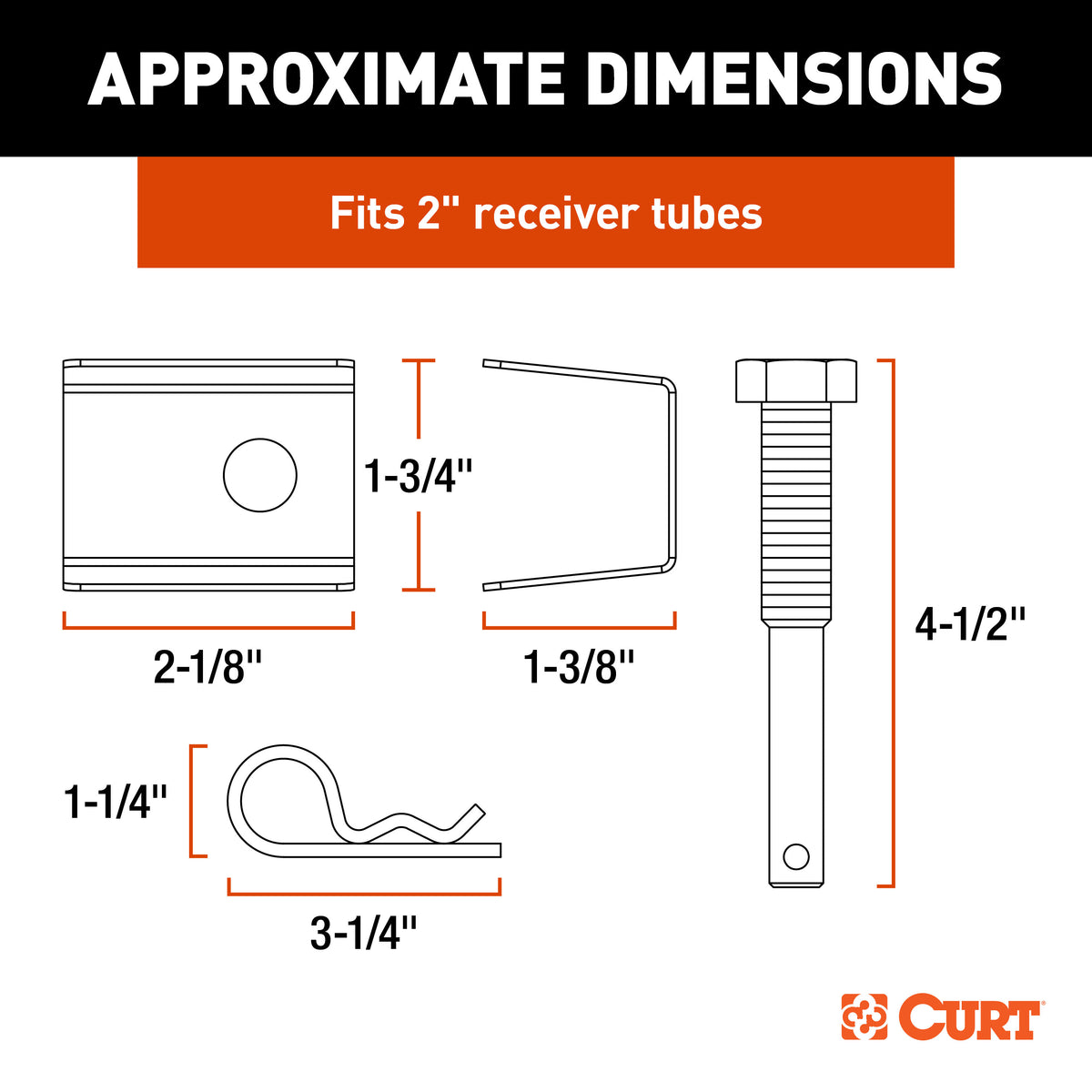 CURT 22323 Anti-Rattle Hitch Pin Shim Device, Fits 2-Inch Receiver, 5/8-In Hole