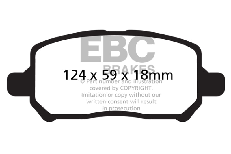 EBC 05-10 Chevrolet Cobalt 2.2 4 Lug Yellowstuff Front Brake Pads - DP41660R for 2005-2010 Chevrolet Cobalt - front view