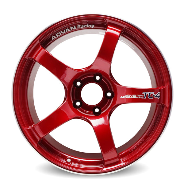 Advan TC4 18x8 +47 5-100 Racing Candy Red & Ring Wheel - YAD8G47DCRR by Advan