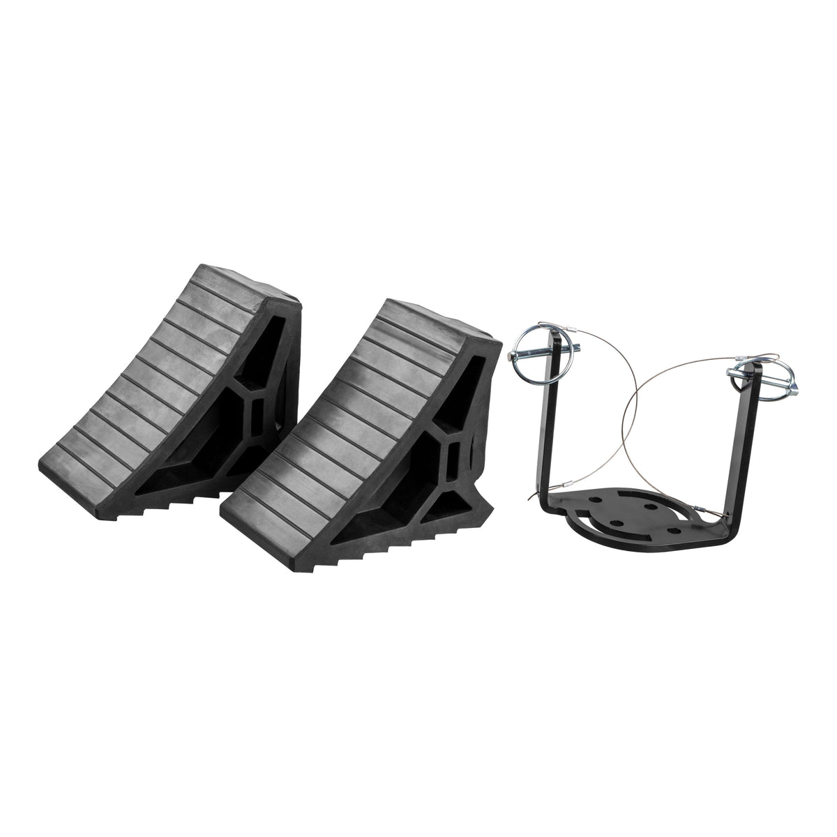 CURT 22802 HD Wheel Chocks 2-Pack with Mounting Bracket