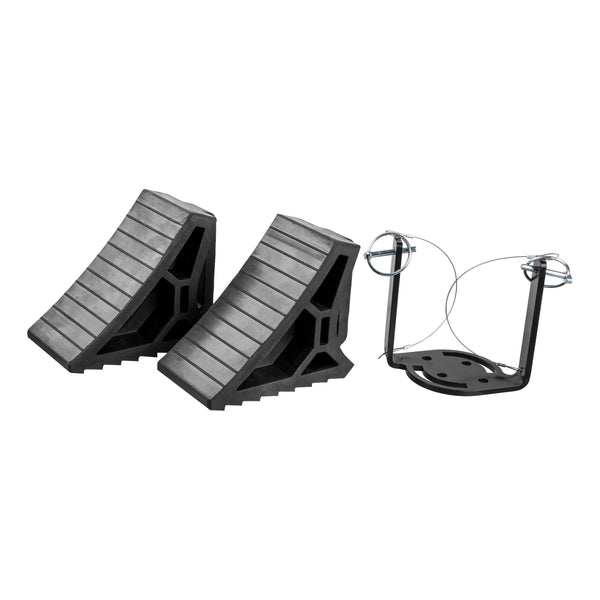 CURT 22802 HD Wheel Chocks 2-Pack with Mounting Bracket