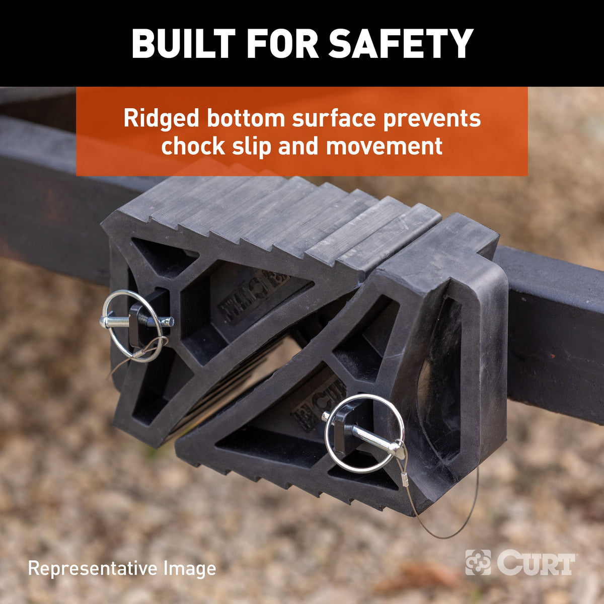 CURT 22803 HD Wheel Chock with Mounting Bracket