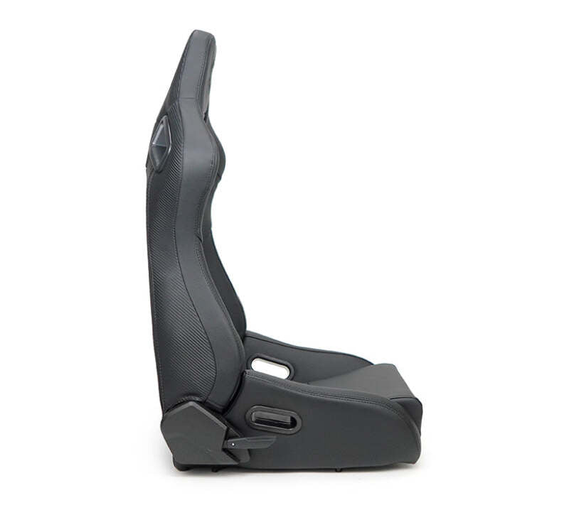 NRG Omega Reclinable Racing Seat (Pair) Black with Black Carbon Vinyl Back - RSC-750BK/BK L/R - close-up view 2 3 4